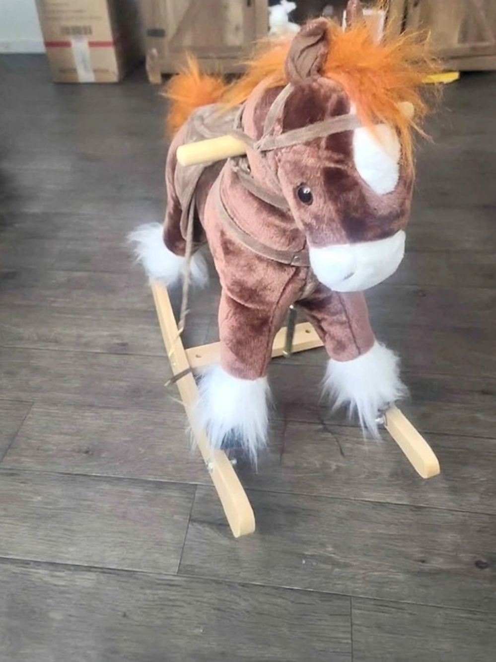 Brown Plush Rocking Horse Toy